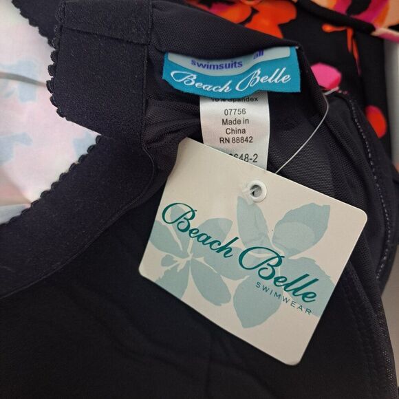 Beach Belle Women's Black Multi Floral Tankini Top Travel Vacation Plus Sz 20 - Picture 7 of 8